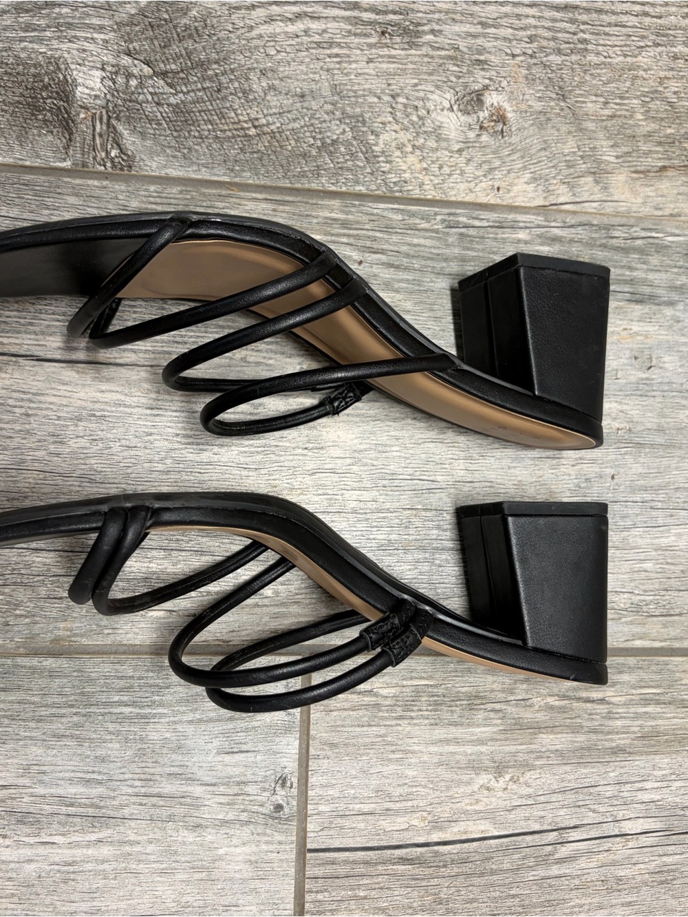 a new day Black Multi-Strap Square Toe Block Heel Sandals - Picture 4 of 5